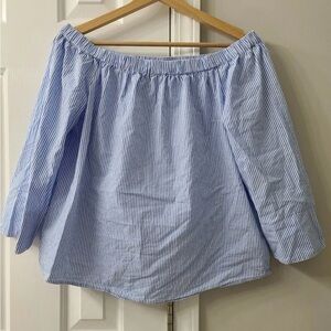 Blue Striped Off-Shoulder Top